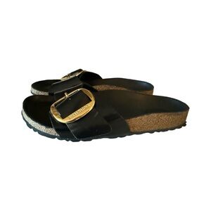 Birkenstock Madrid Big Buckle High Shine Sandals Black Size 39 (8-8.5)